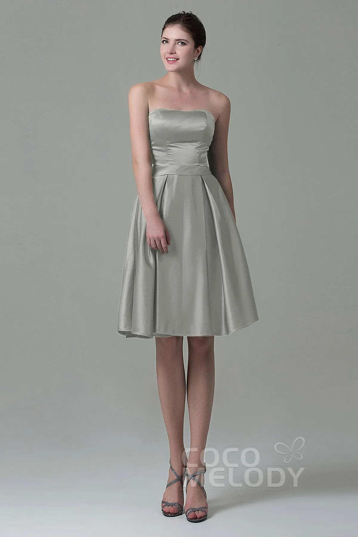 A-Line Knee Length Satin Bridesmaid Dress COZK1500A