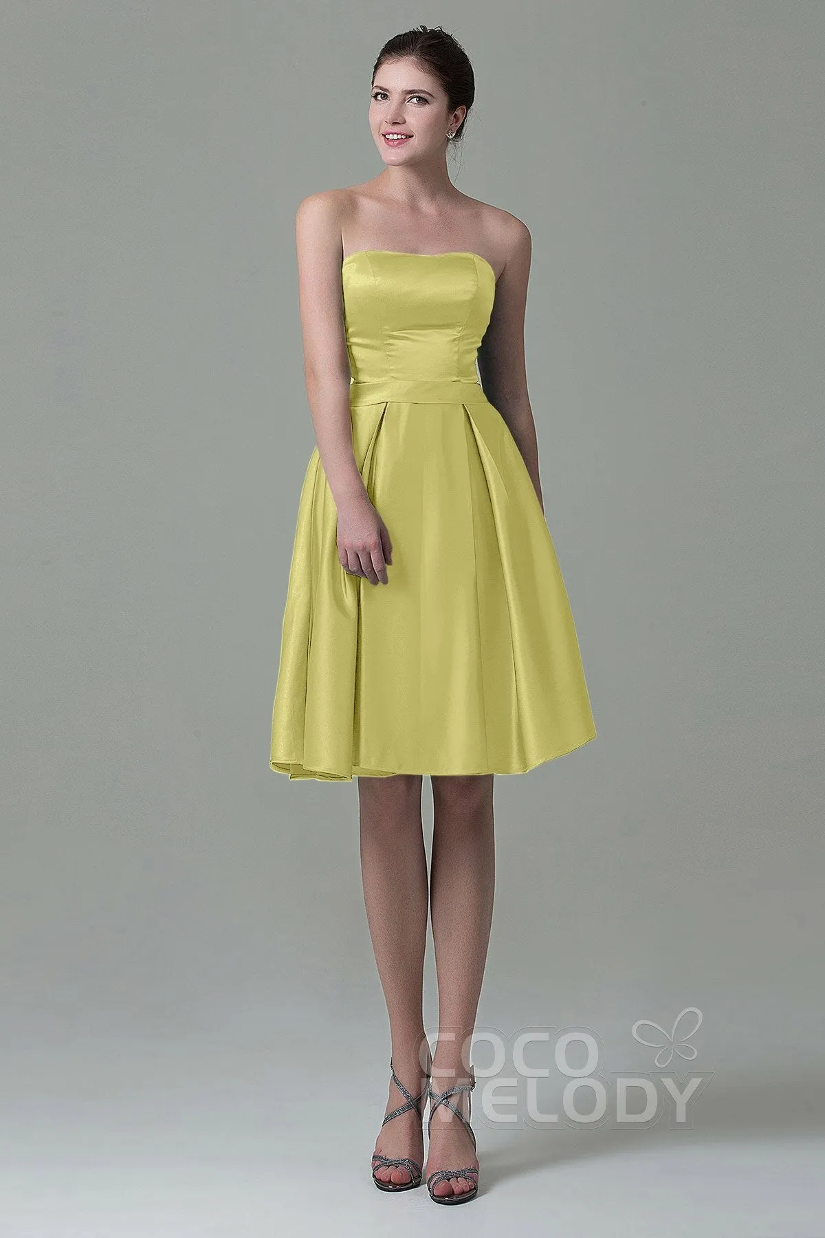 A-Line Knee Length Satin Bridesmaid Dress COZK1500A