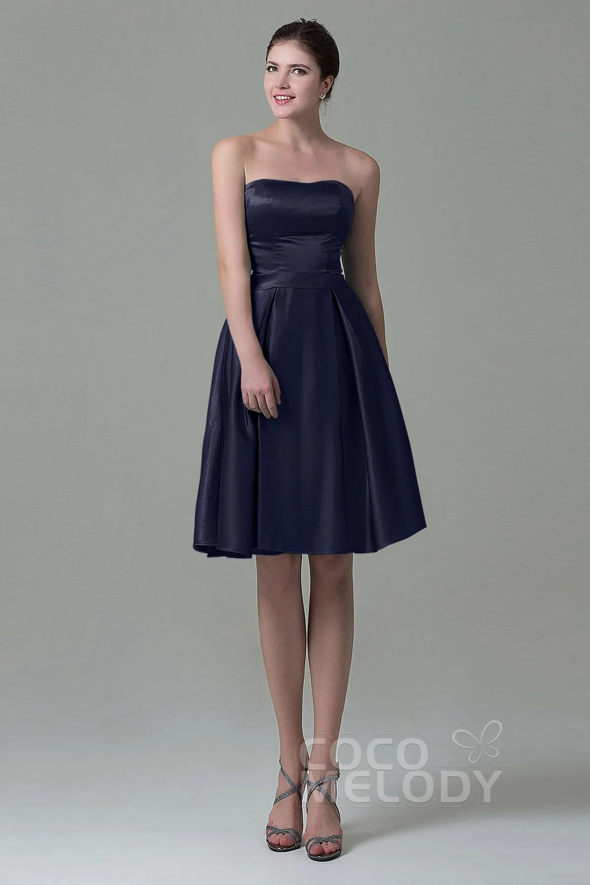 A-Line Knee Length Satin Bridesmaid Dress COZK1500A