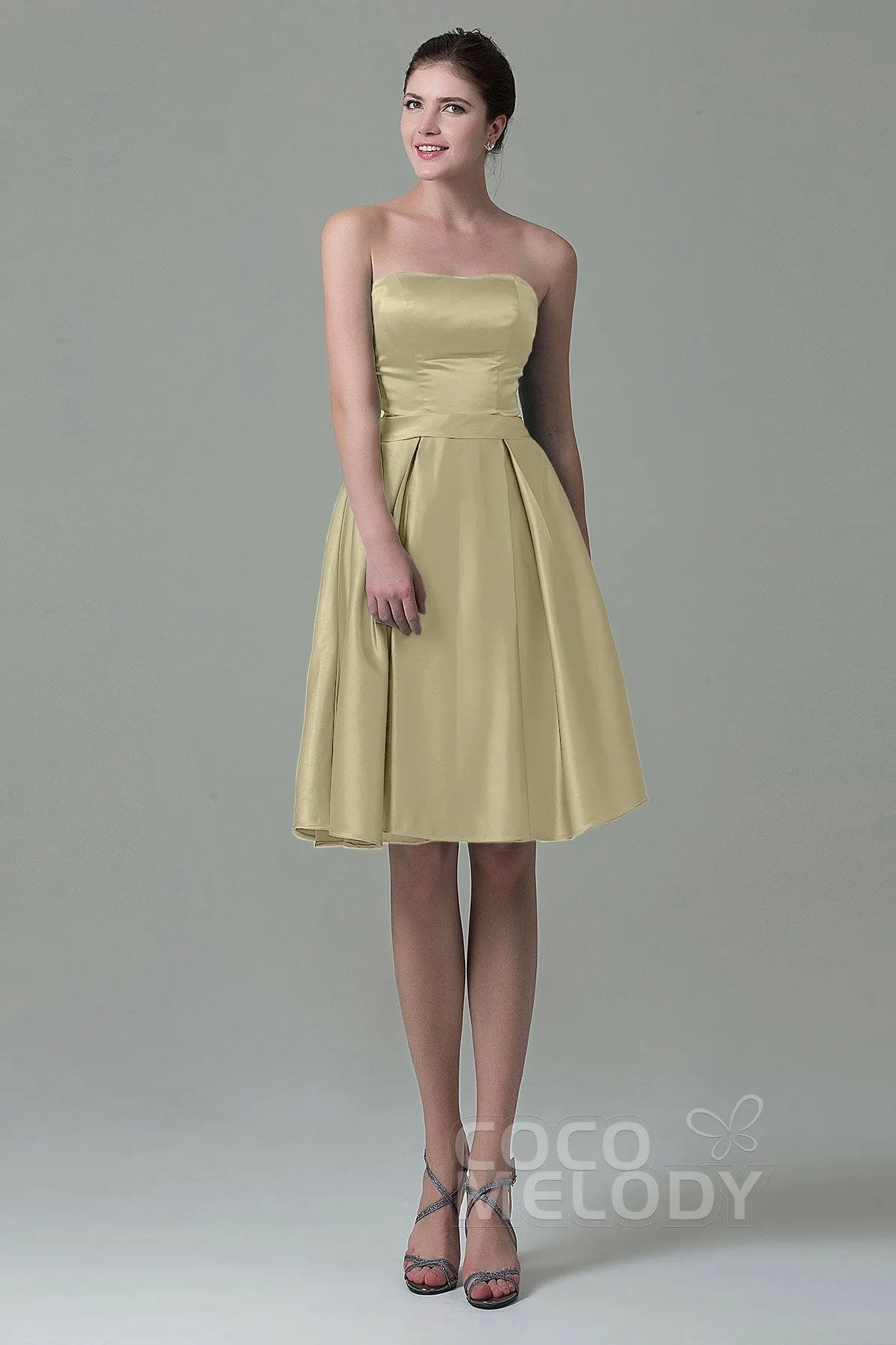 A-Line Knee Length Satin Bridesmaid Dress COZK1500A