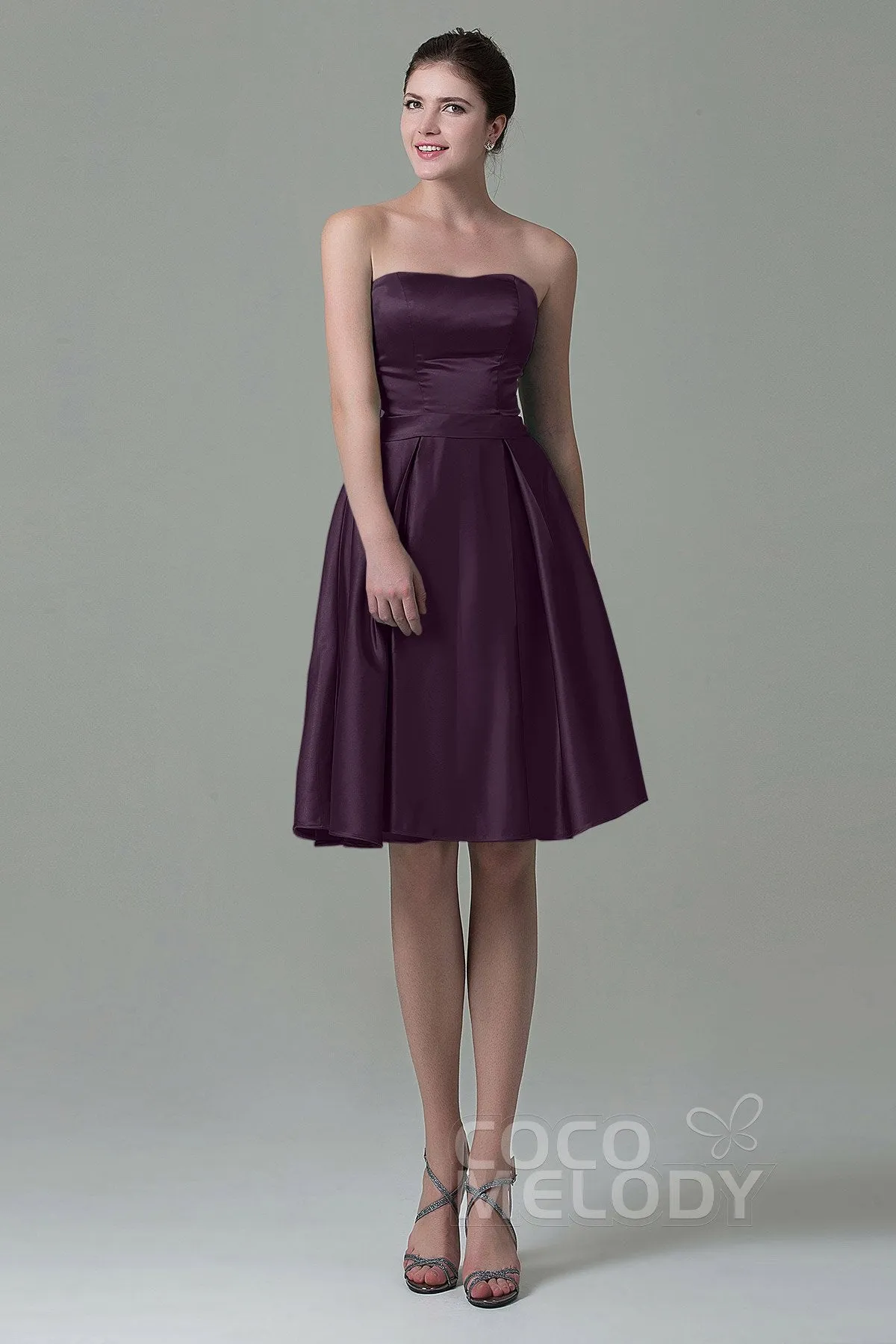 A-Line Knee Length Satin Bridesmaid Dress COZK1500A
