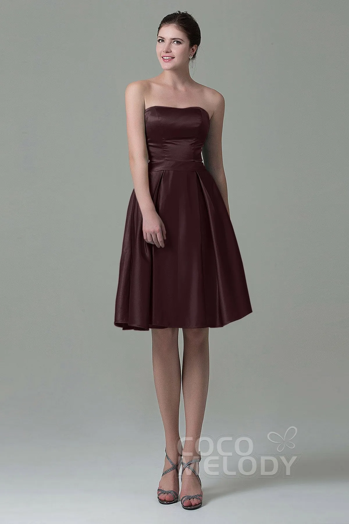 A-Line Knee Length Satin Bridesmaid Dress COZK1500A