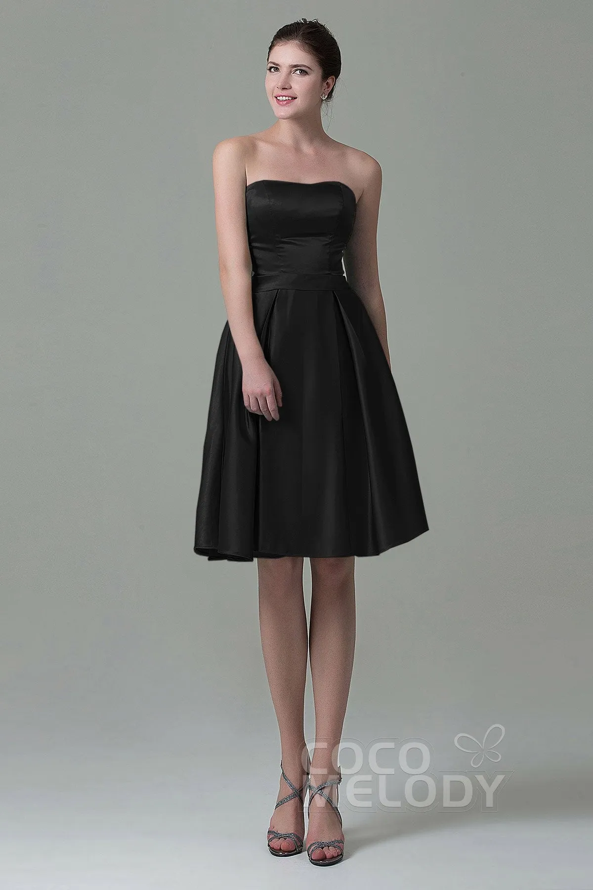 A-Line Knee Length Satin Bridesmaid Dress COZK1500A