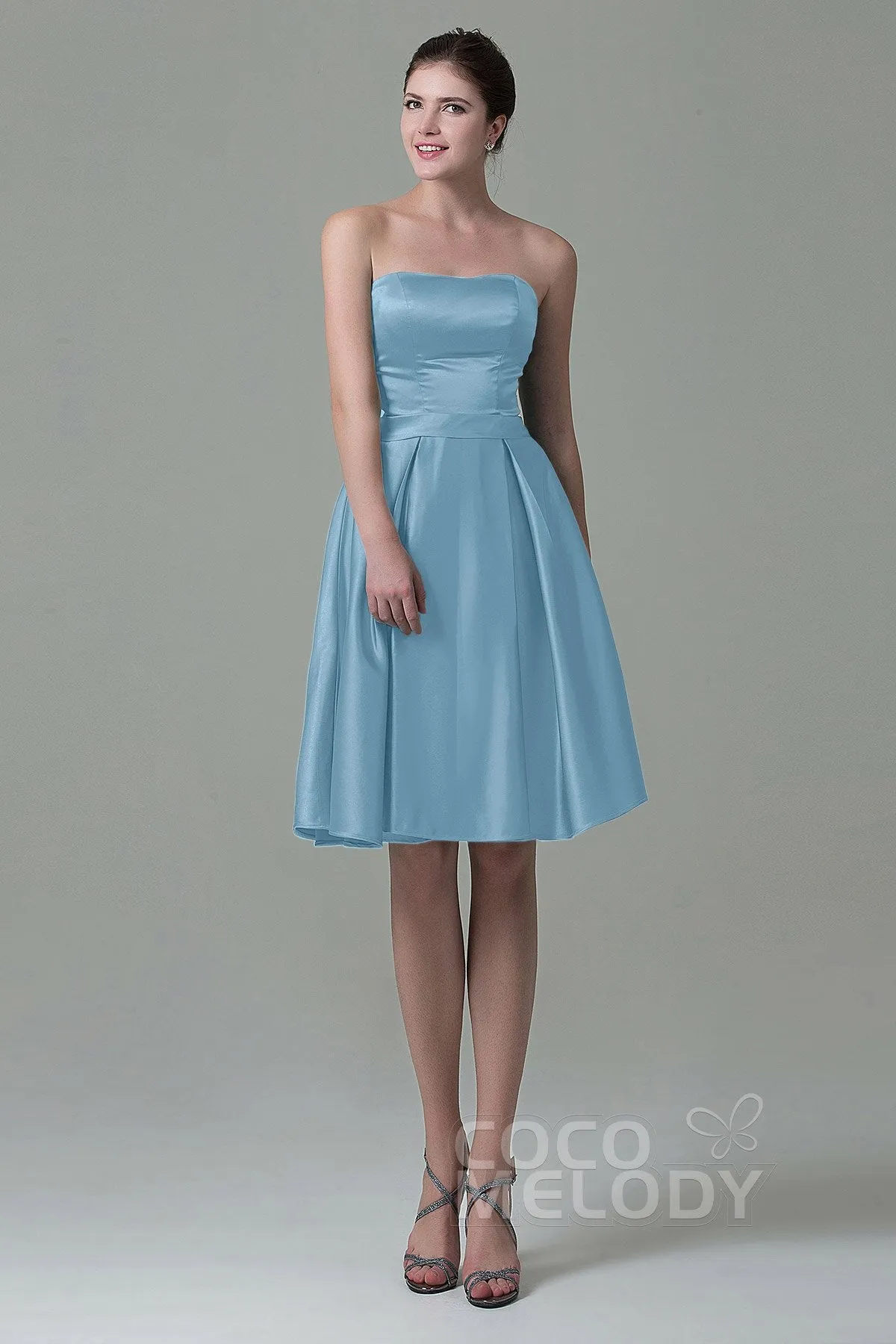 A-Line Knee Length Satin Bridesmaid Dress COZK1500A