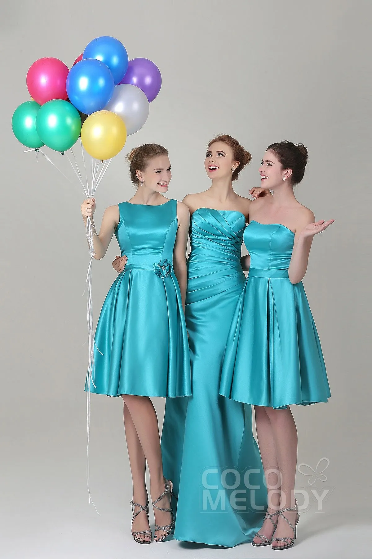 A-Line Knee Length Satin Bridesmaid Dress COZK1500A