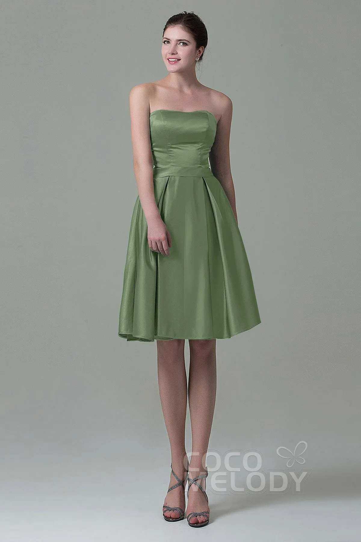 A-Line Knee Length Satin Bridesmaid Dress COZK1500A