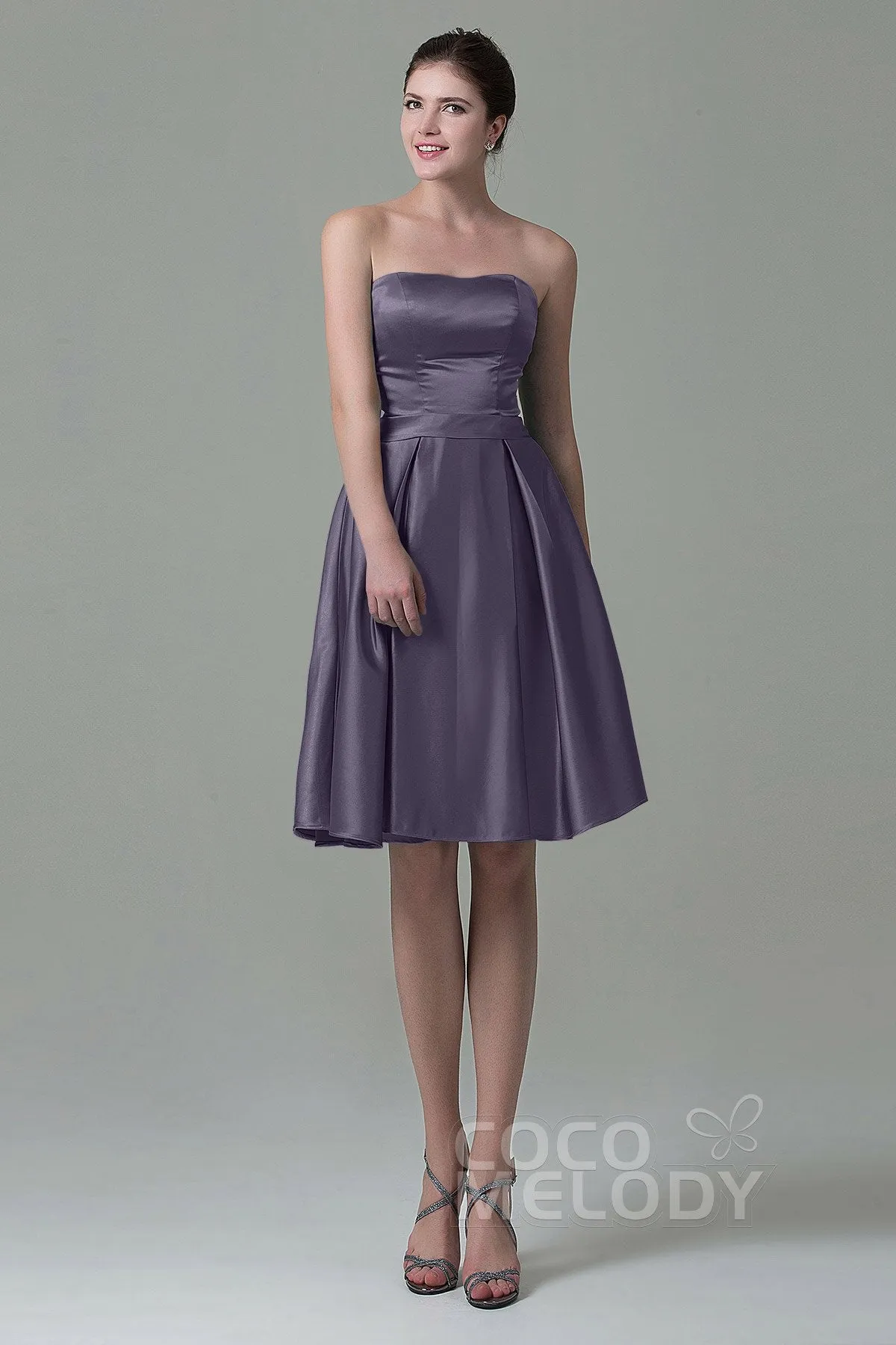 A-Line Knee Length Satin Bridesmaid Dress COZK1500A