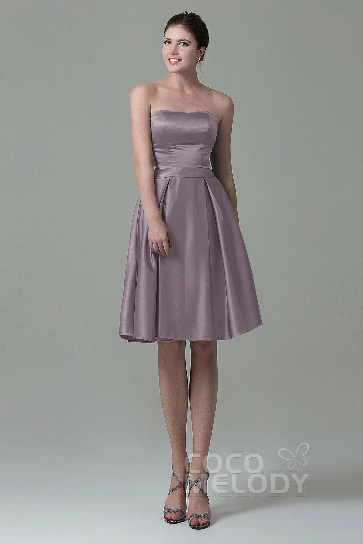A-Line Knee Length Satin Bridesmaid Dress COZK1500A
