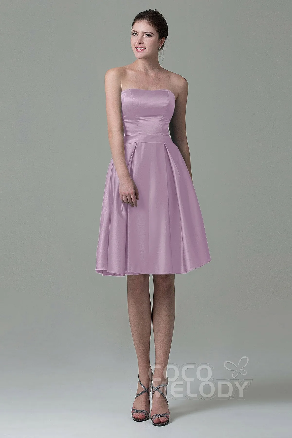 A-Line Knee Length Satin Bridesmaid Dress COZK1500A