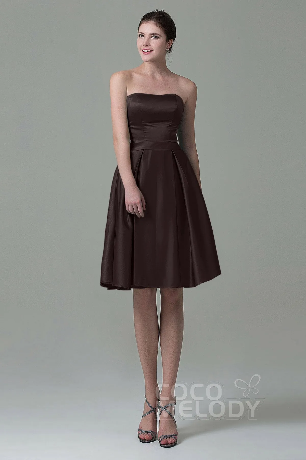 A-Line Knee Length Satin Bridesmaid Dress COZK1500A