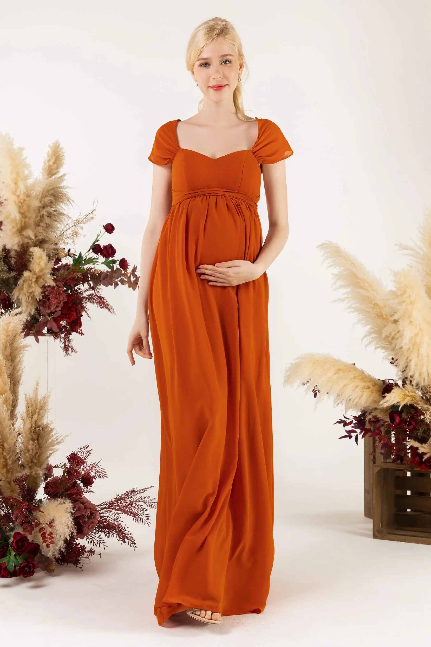 A-Line Sweep-Brush Train Chiffon Bridesmaid Dress CB0470