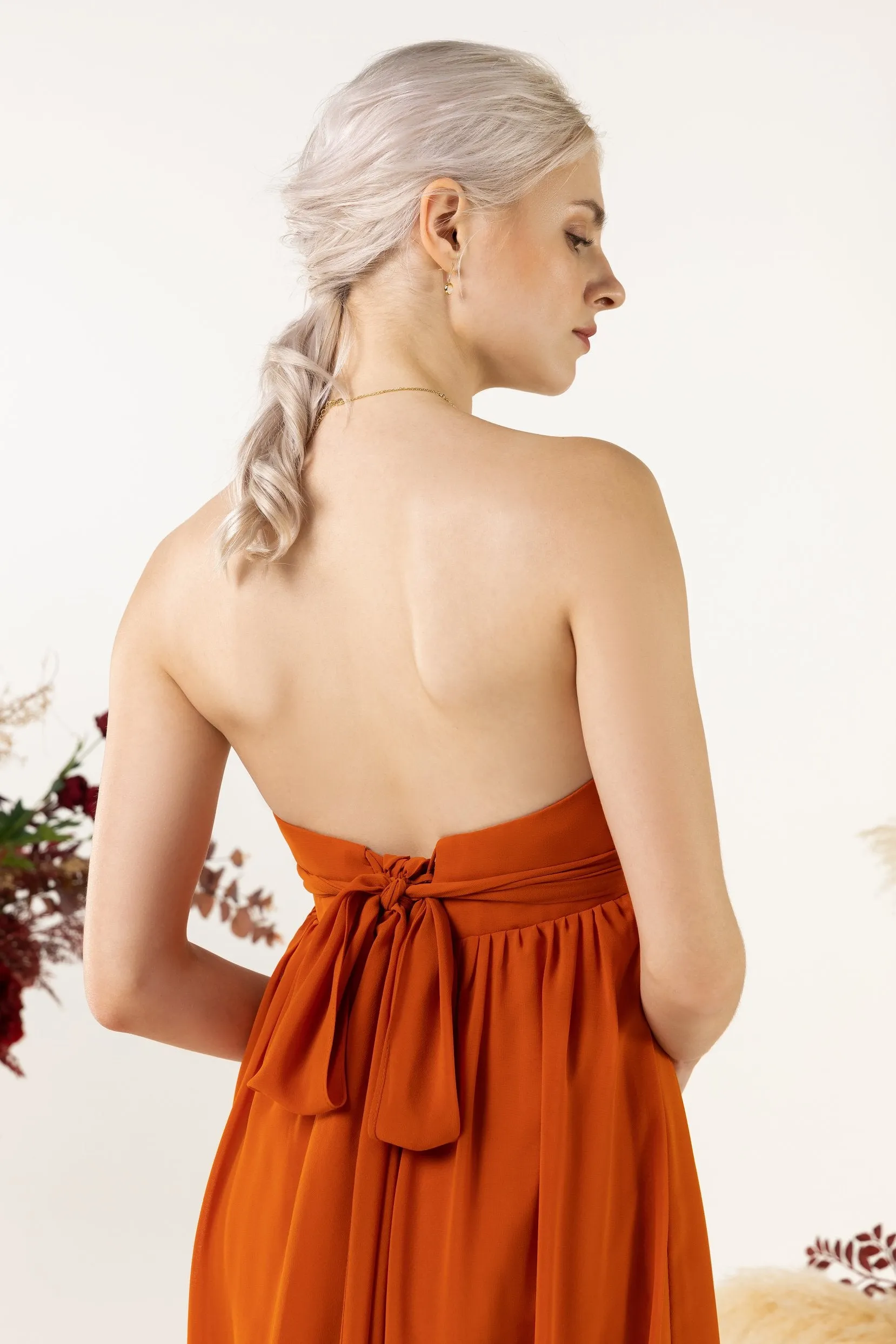 A-Line Sweep-Brush Train Chiffon Bridesmaid Dress CB0470