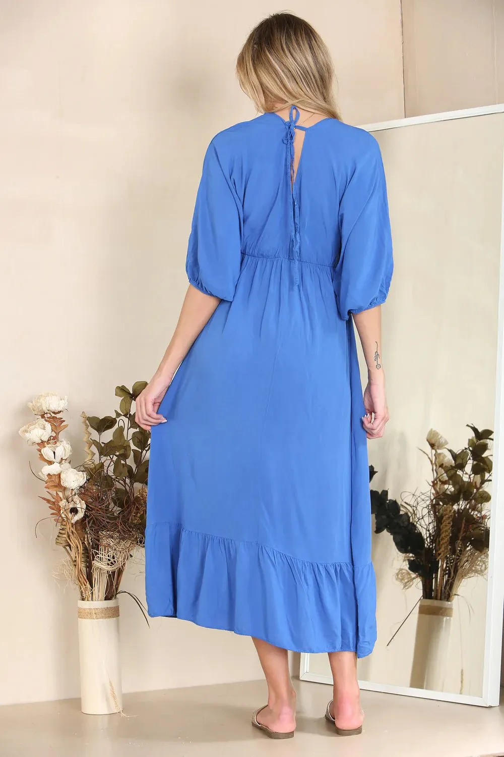 Adele Gold Trim Midi Dress