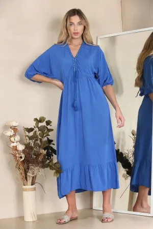 Adele Gold Trim Midi Dress