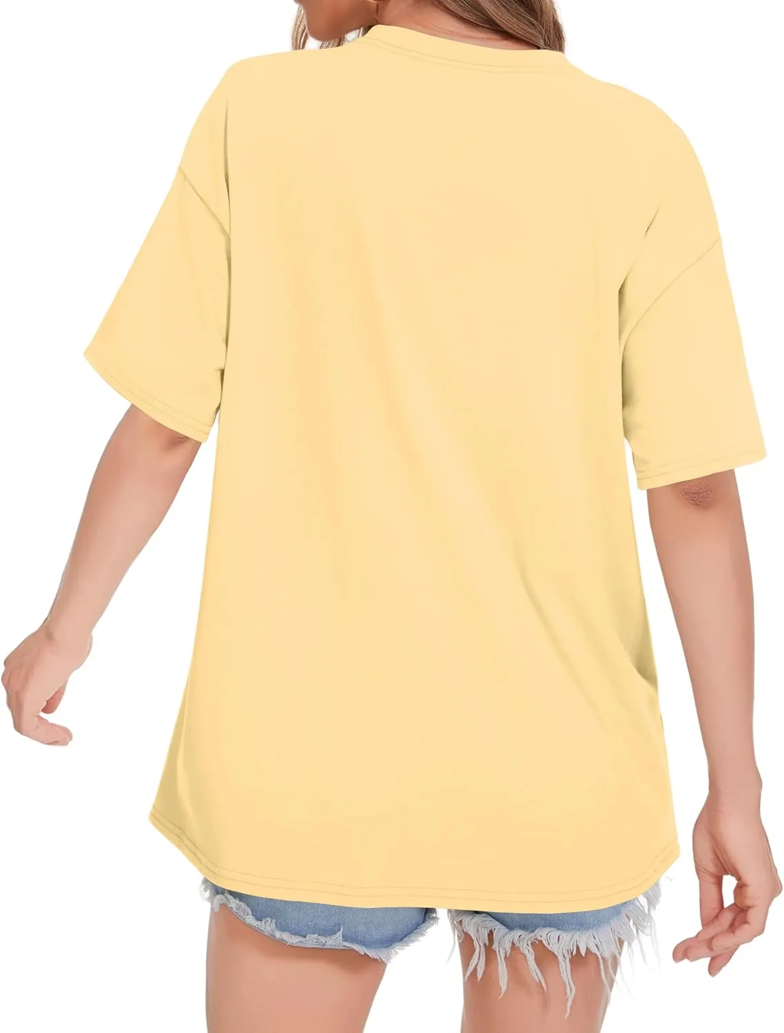 ADOREJOY Oversized Tshirts for Women Crewneck Summer Short Sleeve Loose Graphic Basic Tees