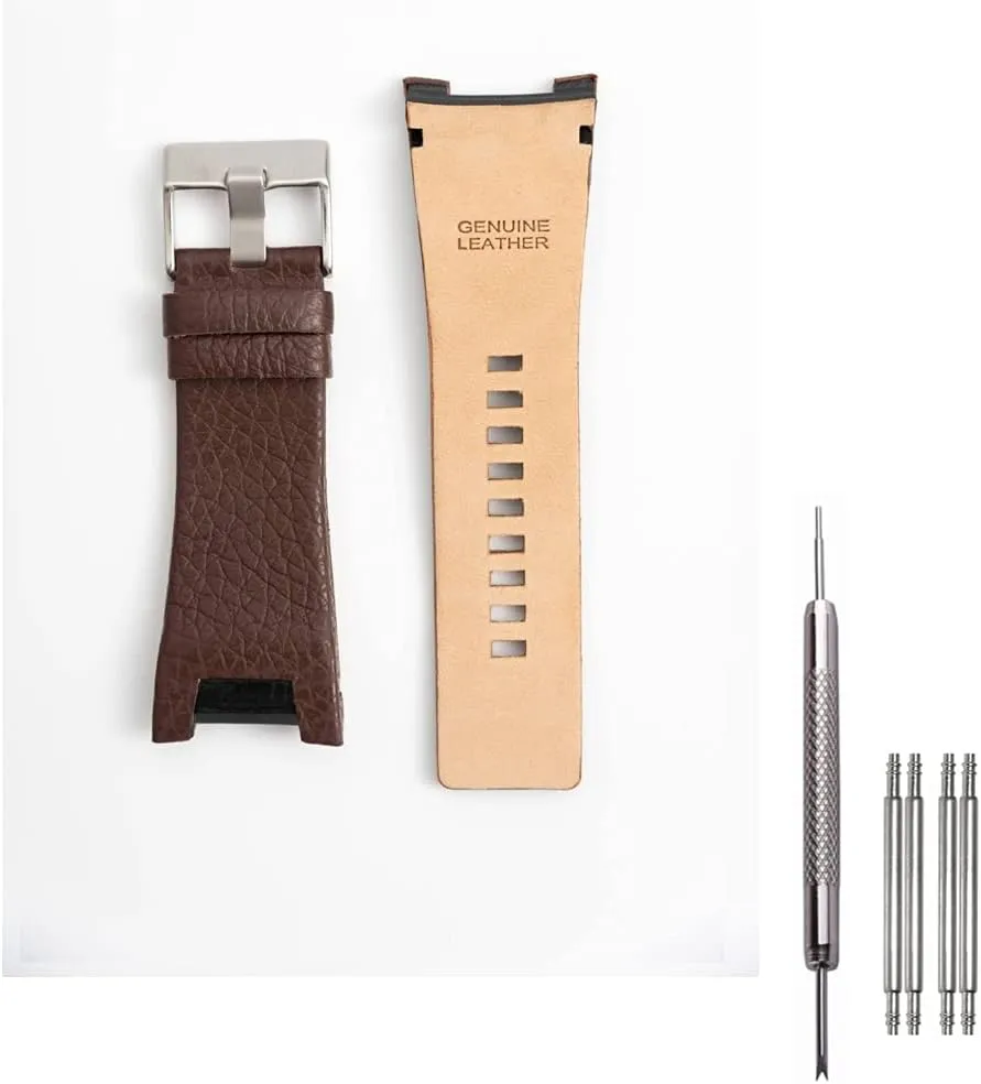 Adwoa Genuine Leather Replacement Straps Compatible with Men's 32mm Spring Bar Diesel Leather Watch Band DZ1215 DZ1216 DZ1273 DZ1430 DZ1453 DZ4246 with Stainless Steel Buckle