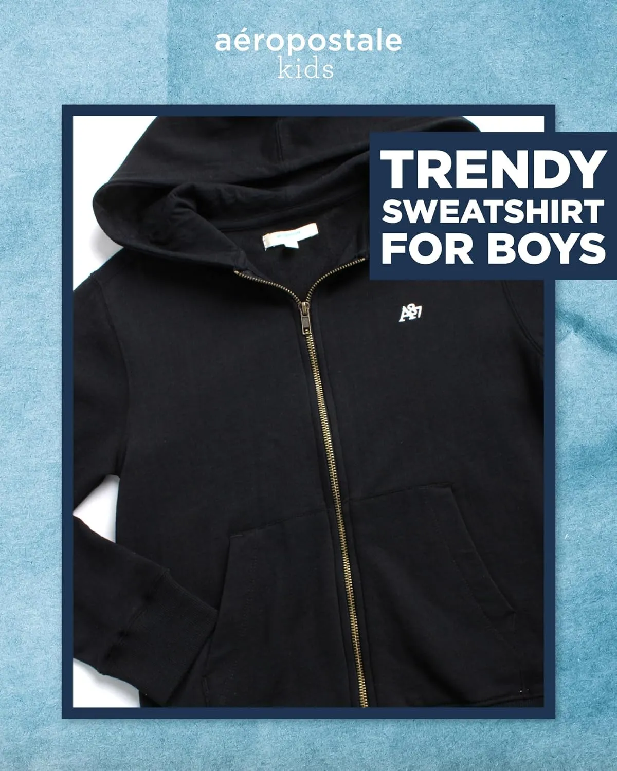 AEROPOSTALE Boys' Hooded Sweatshirt - Soft Fleece Full Zip Up Hoodie with Kangaroo Pockets - Jackets for Boys (Sizes: 4-16)