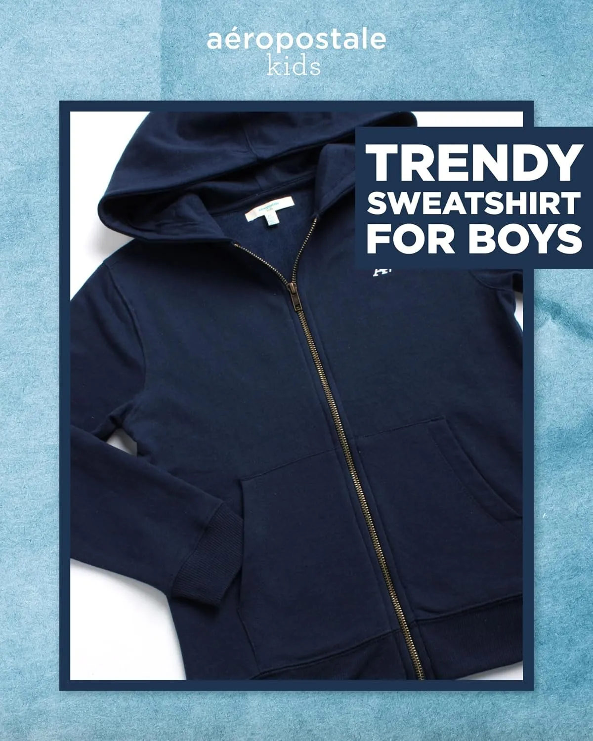 AEROPOSTALE Boys' Hooded Sweatshirt - Soft Fleece Full Zip Up Hoodie with Kangaroo Pockets - Jackets for Boys (Sizes: 4-16)