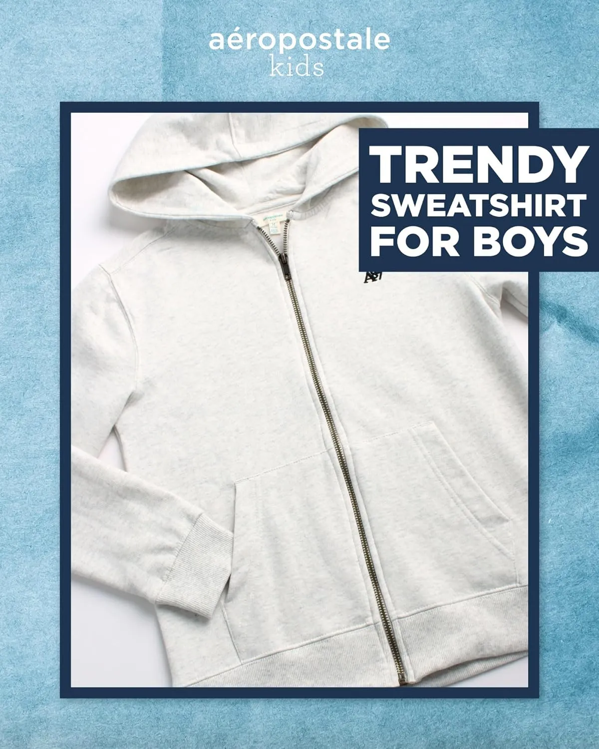 AEROPOSTALE Boys' Hooded Sweatshirt - Soft Fleece Full Zip Up Hoodie with Kangaroo Pockets - Jackets for Boys (Sizes: 4-16)