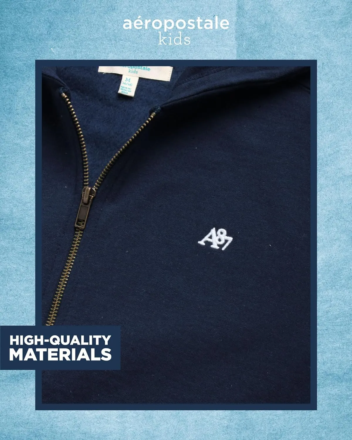 AEROPOSTALE Boys' Hooded Sweatshirt - Soft Fleece Full Zip Up Hoodie with Kangaroo Pockets - Jackets for Boys (Sizes: 4-16)