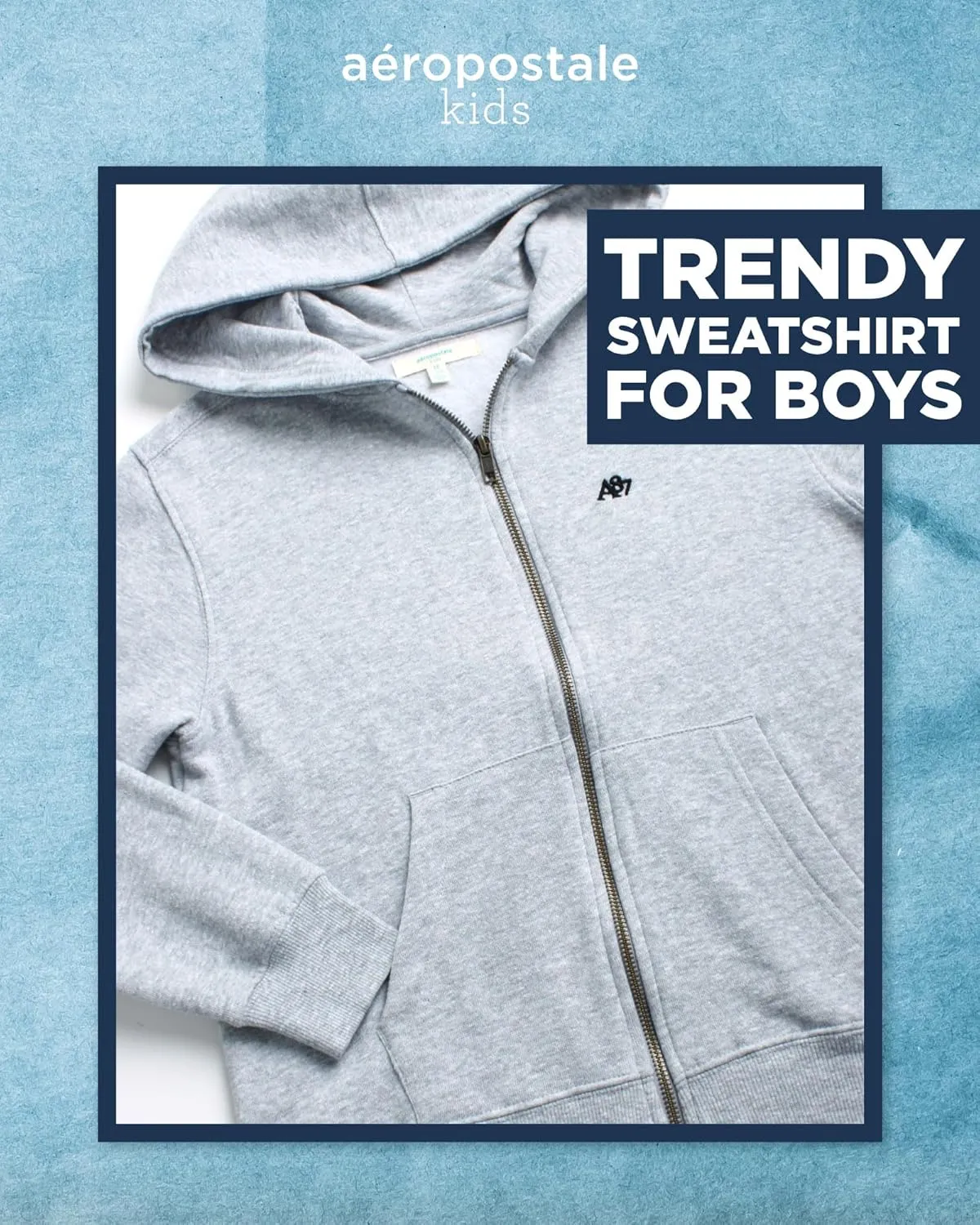 AEROPOSTALE Boys' Hooded Sweatshirt - Soft Fleece Full Zip Up Hoodie with Kangaroo Pockets - Jackets for Boys (Sizes: 4-16)
