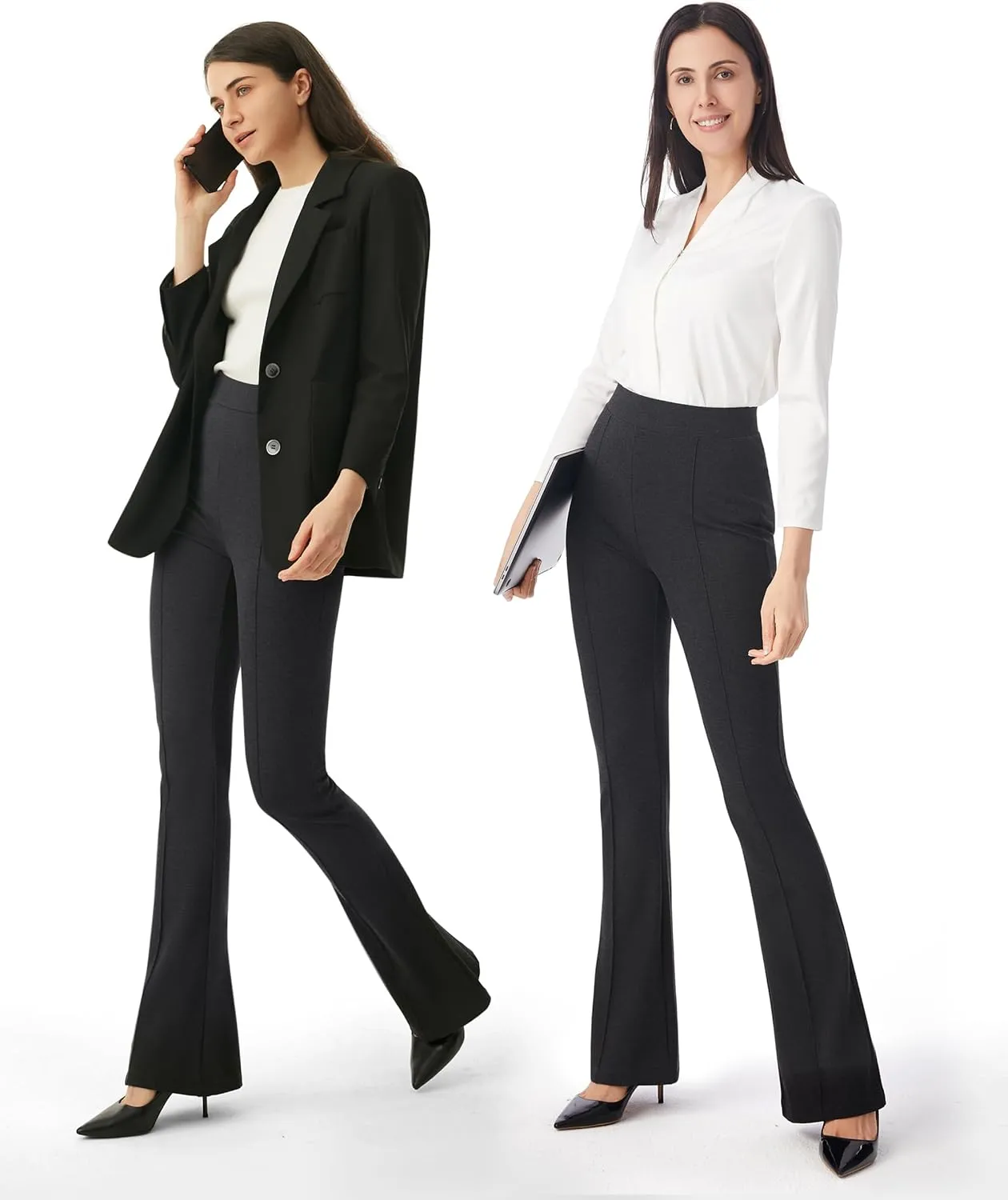 AFITNE Women's Dress Pants High Rise Flare Pants Pull On Stretchy Work Pants Business Office Casual Slacks with Pockets