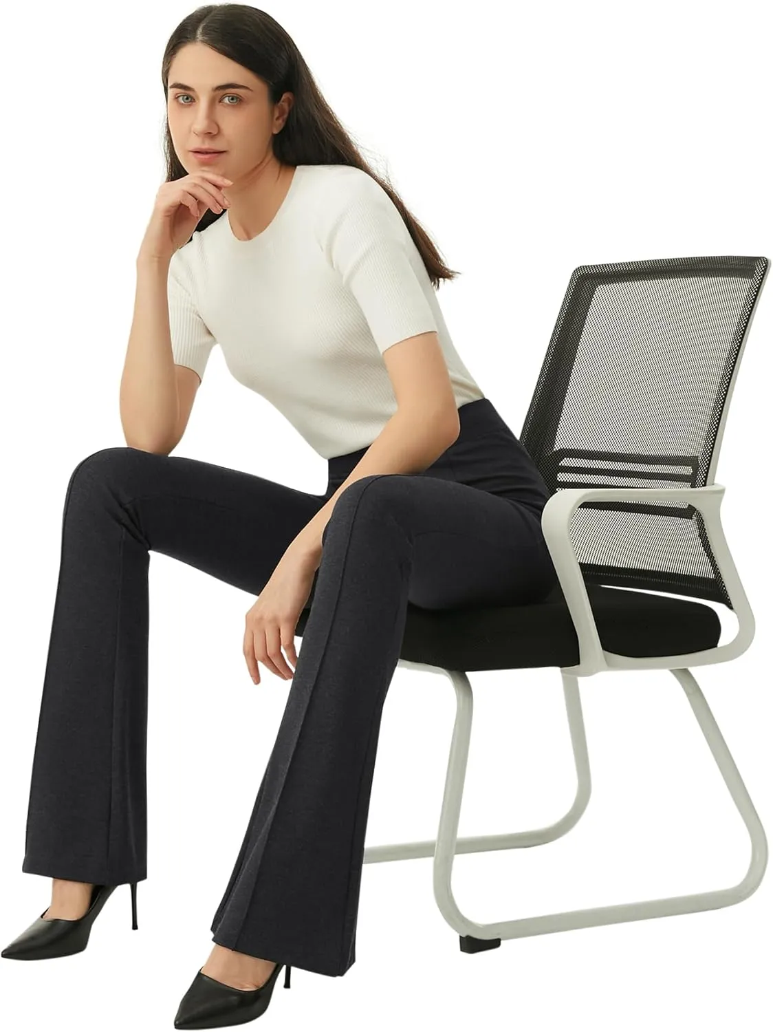 AFITNE Women's Dress Pants High Rise Flare Pants Pull On Stretchy Work Pants Business Office Casual Slacks with Pockets