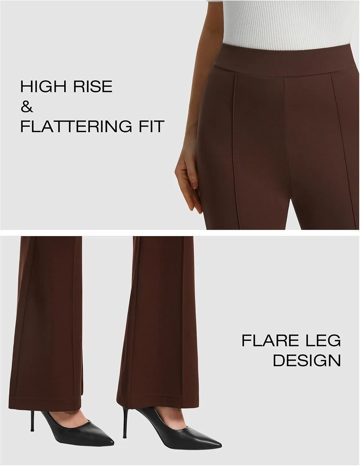 AFITNE Women's Dress Pants High Rise Flare Pants Pull On Stretchy Work Pants Business Office Casual Slacks with Pockets