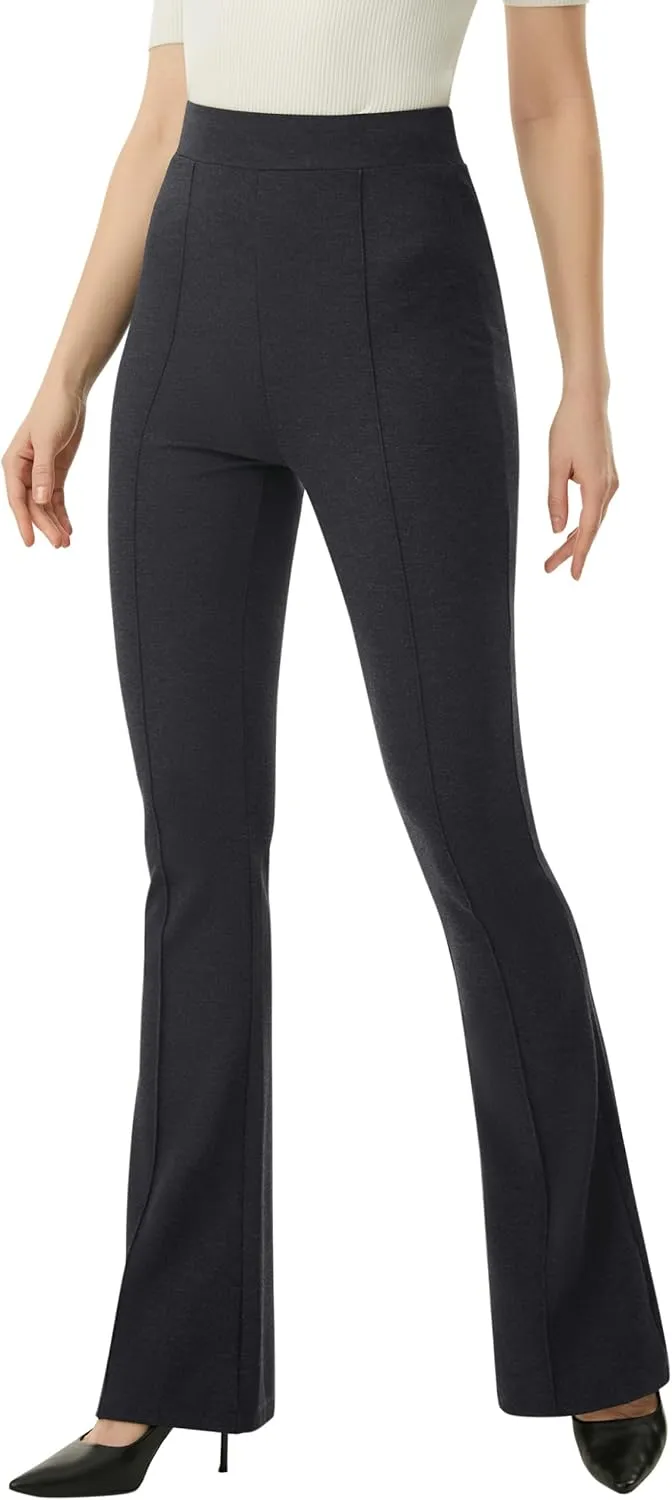 AFITNE Women's Dress Pants High Rise Flare Pants Pull On Stretchy Work Pants Business Office Casual Slacks with Pockets