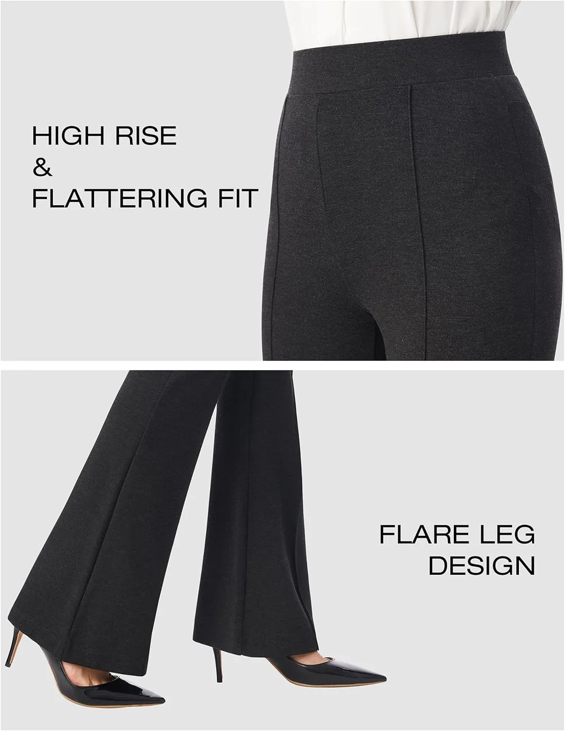 AFITNE Women's Dress Pants High Rise Flare Pants Pull On Stretchy Work Pants Business Office Casual Slacks with Pockets