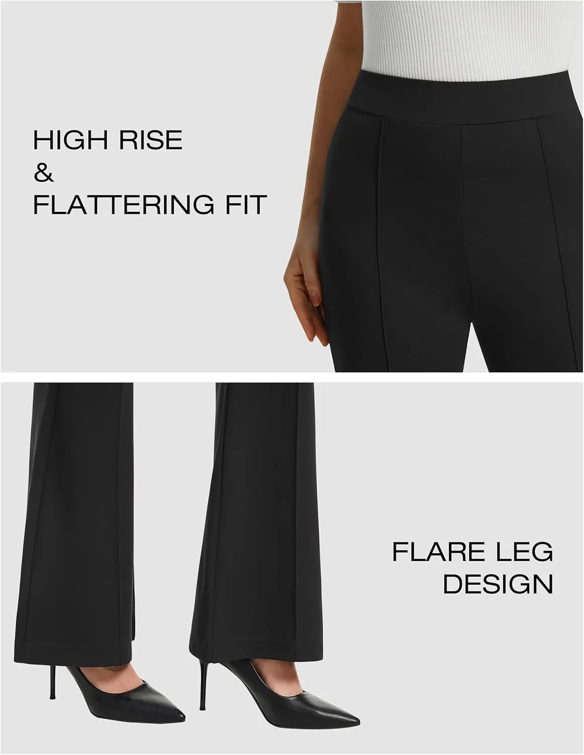 AFITNE Women's Dress Pants High Rise Flare Pants Pull On Stretchy Work Pants Business Office Casual Slacks with Pockets
