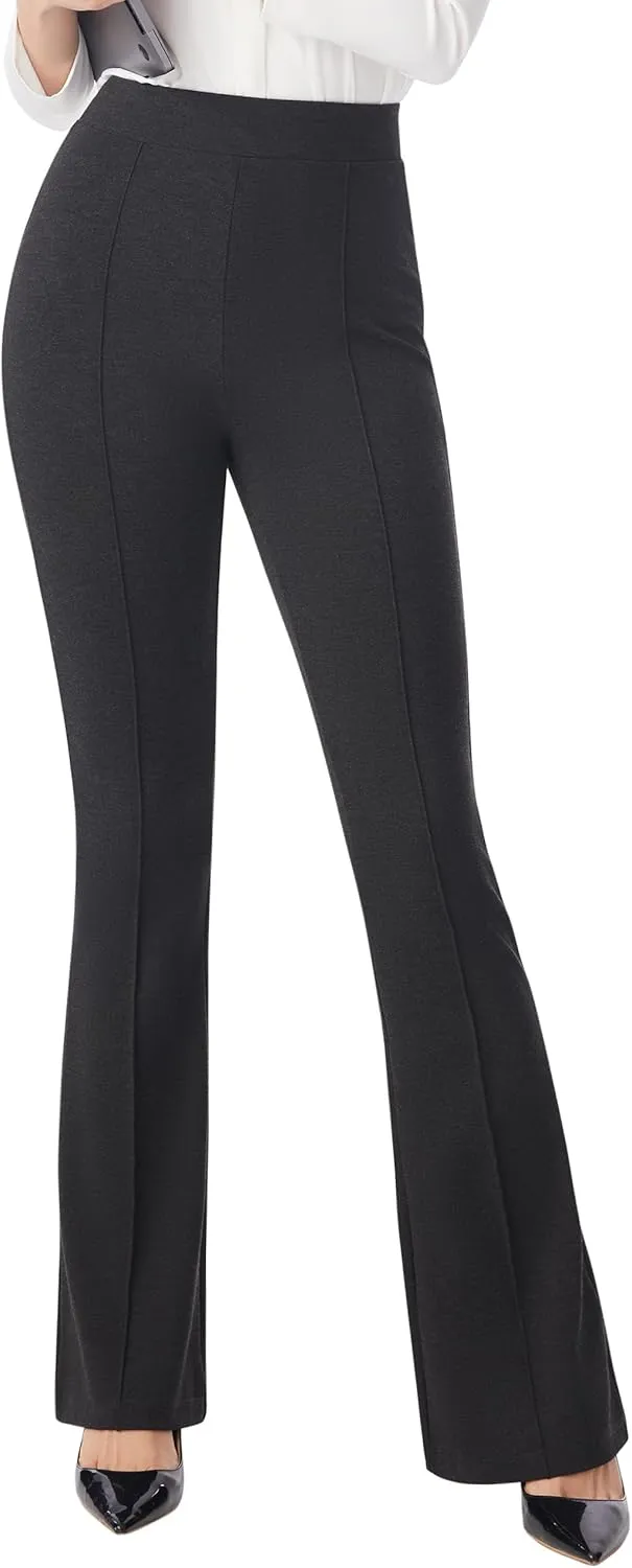 AFITNE Women's Dress Pants High Rise Flare Pants Pull On Stretchy Work Pants Business Office Casual Slacks with Pockets