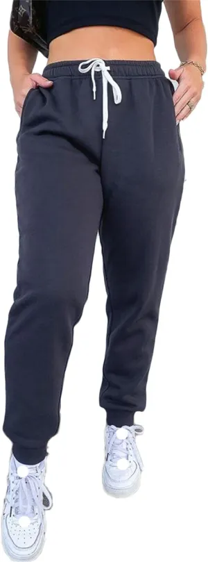 Andongnywell Womens Solid Color High Waist Joggers Sweatpants Drawstring Track Long Pants with Pockets Trousers