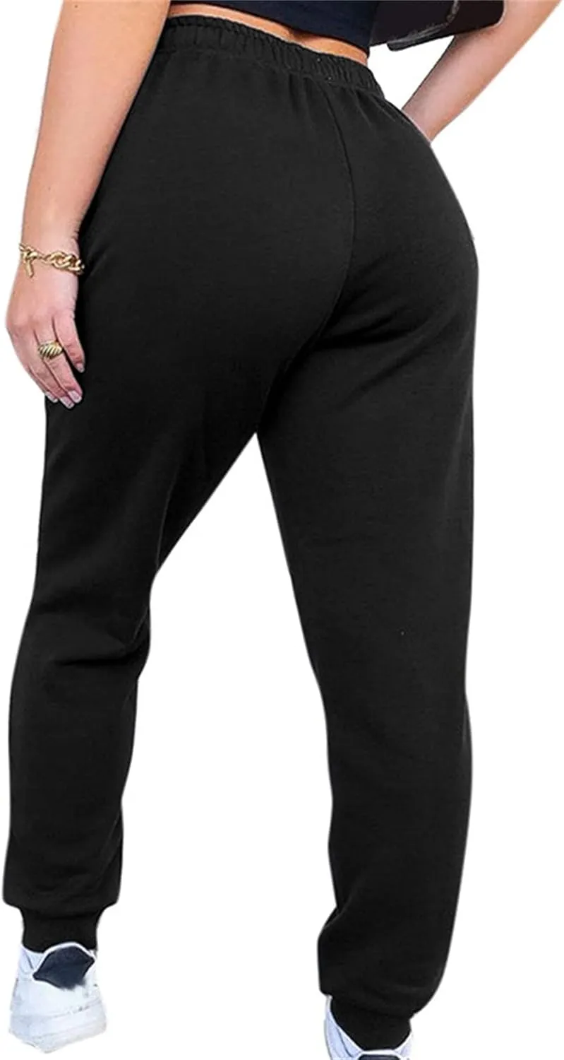 Andongnywell Womens Solid Color High Waist Joggers Sweatpants Drawstring Track Long Pants with Pockets Trousers