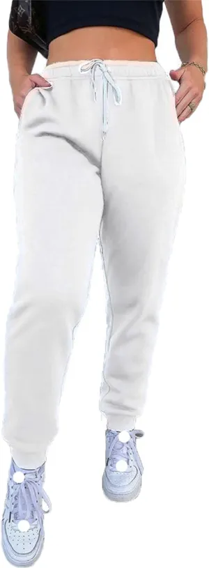 Andongnywell Womens Solid Color High Waist Joggers Sweatpants Drawstring Track Long Pants with Pockets Trousers