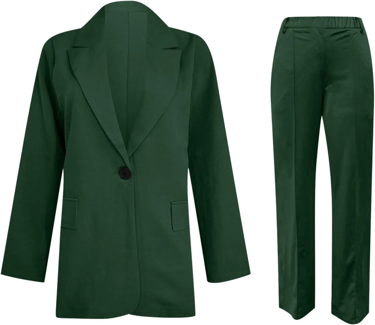 Aniywn Blazer Sets Women 2 Piece Outfits Dressy Business Work Jacket Outfits Casual Pant Suits Plus Size Wide Pants Suit Set
