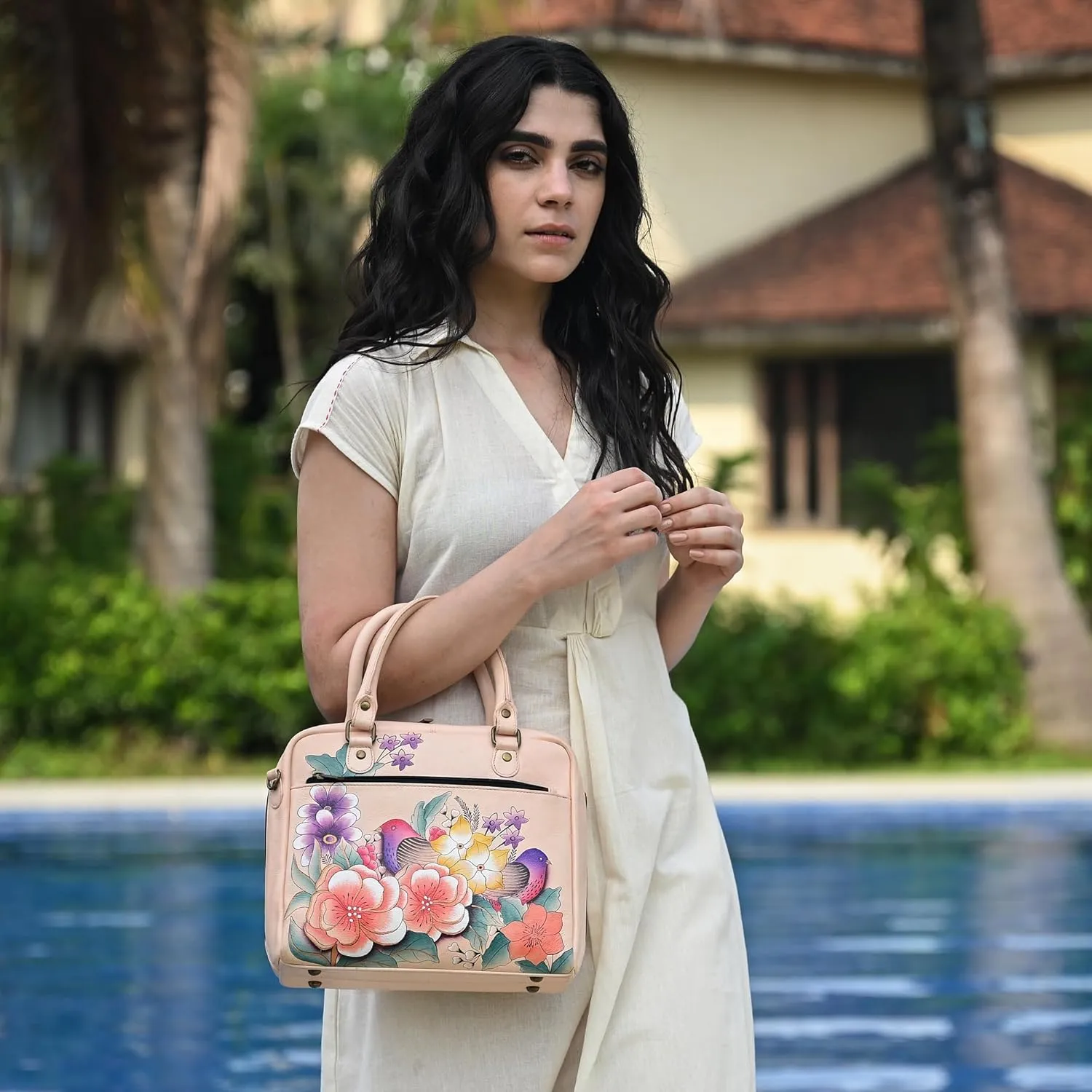 Anna by Anuschka Womens Genuine Leather Medium Cross Body | Hand Painted Original Artwork | Chic & Stylish Organizer