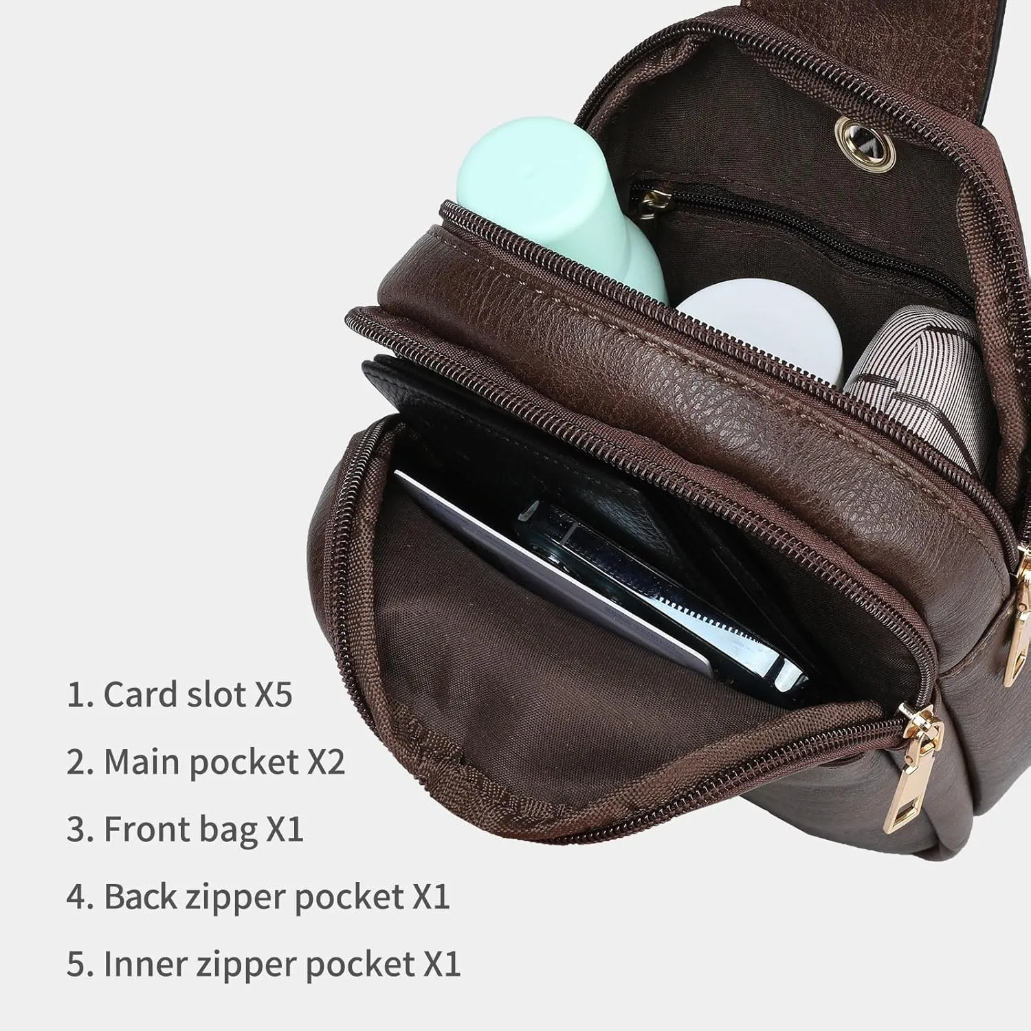 Anti Theft Crossbody Sling Bag for Women Trendy, Small Vegan Leather Cross body Fanny Chest Bag for Traveling