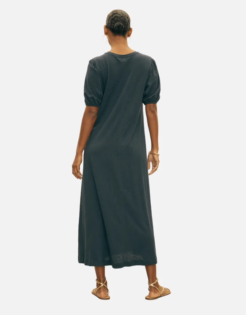 ASTRID COTTON SLUB PUFFY SLEEVE DRESS