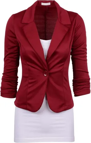 Aulin Collection Women's Casual Work Solid Color Knit Blazer