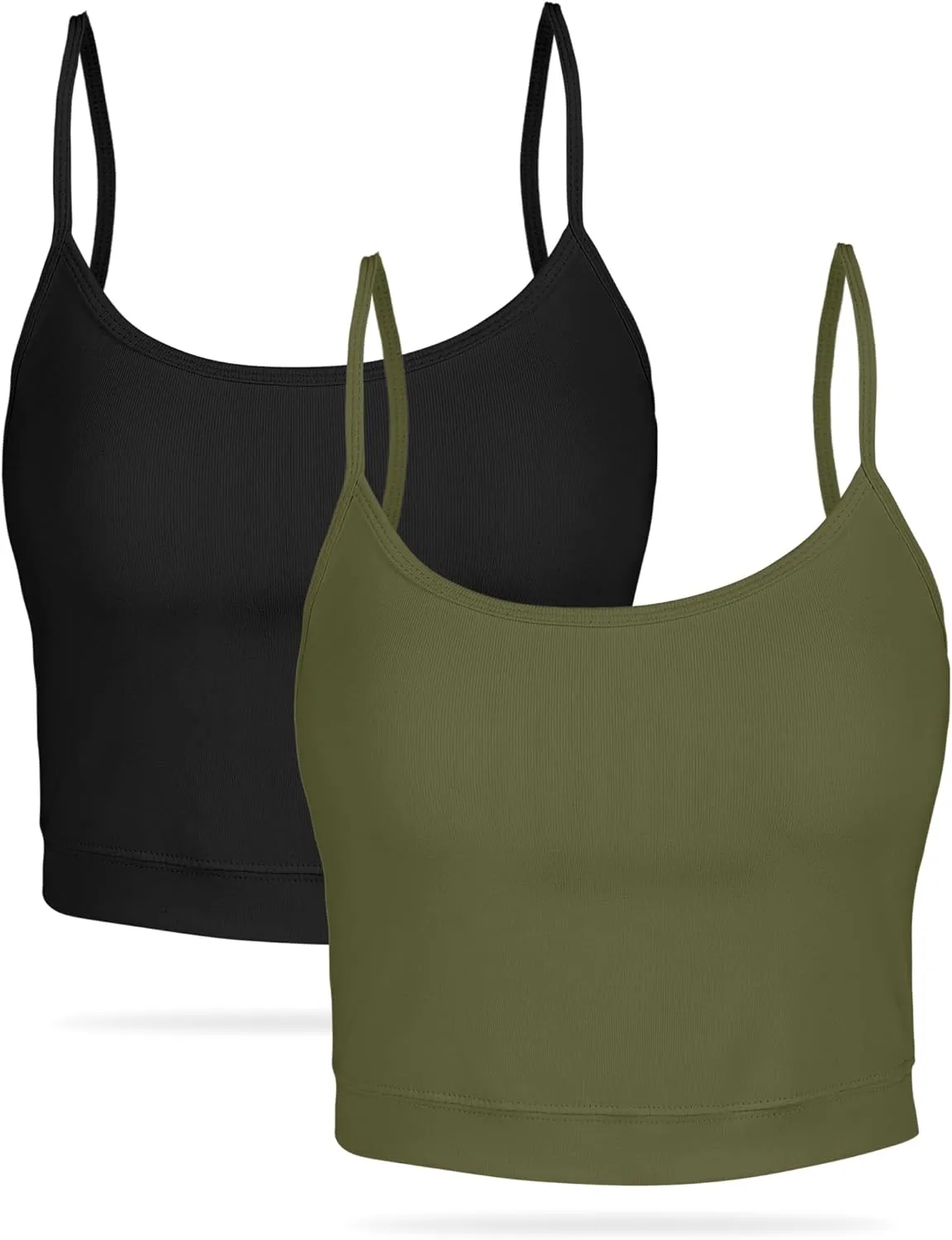 AURUZA 2Pcs Crop Tops for Women, Spaghetti Strap Camisole Tank Top, Basic Solid Going Out Top Sleeveless Shirt Summer Clothes