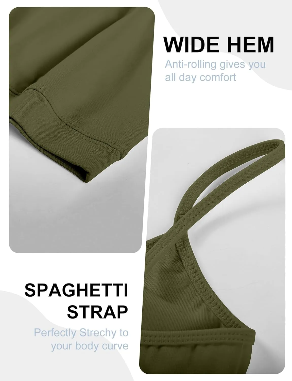 AURUZA 2Pcs Crop Tops for Women, Spaghetti Strap Camisole Tank Top, Basic Solid Going Out Top Sleeveless Shirt Summer Clothes