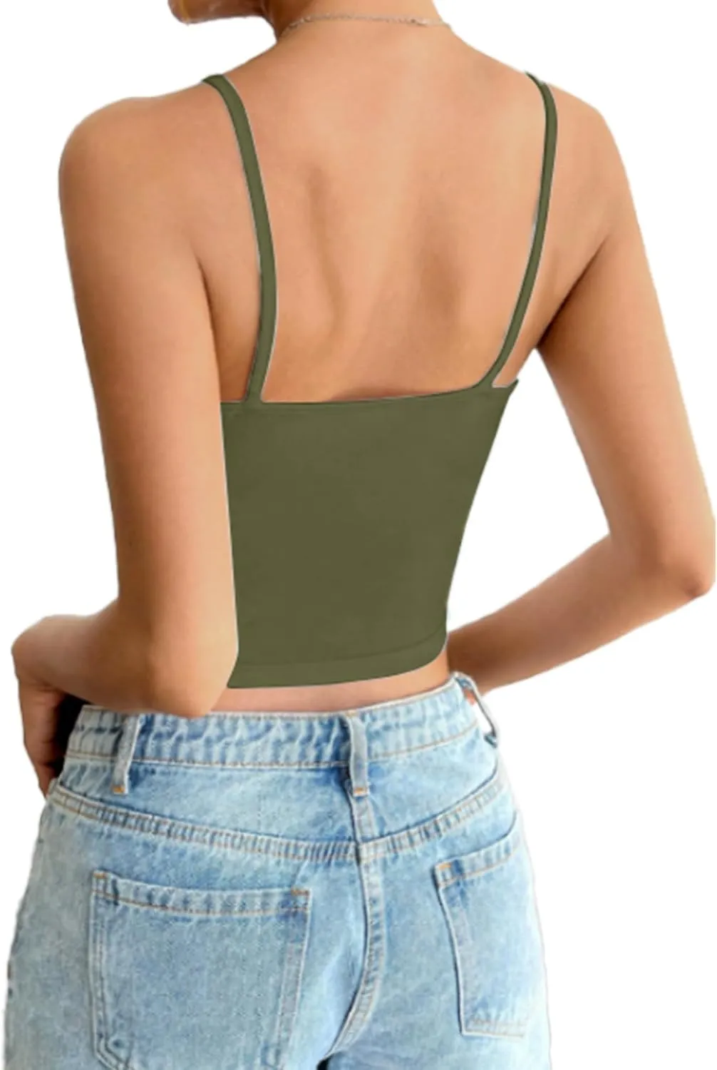 AURUZA 2Pcs Crop Tops for Women, Spaghetti Strap Camisole Tank Top, Basic Solid Going Out Top Sleeveless Shirt Summer Clothes