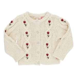 Baby Girls Dalia Diamond Sweater - Cream Floral Embroidery