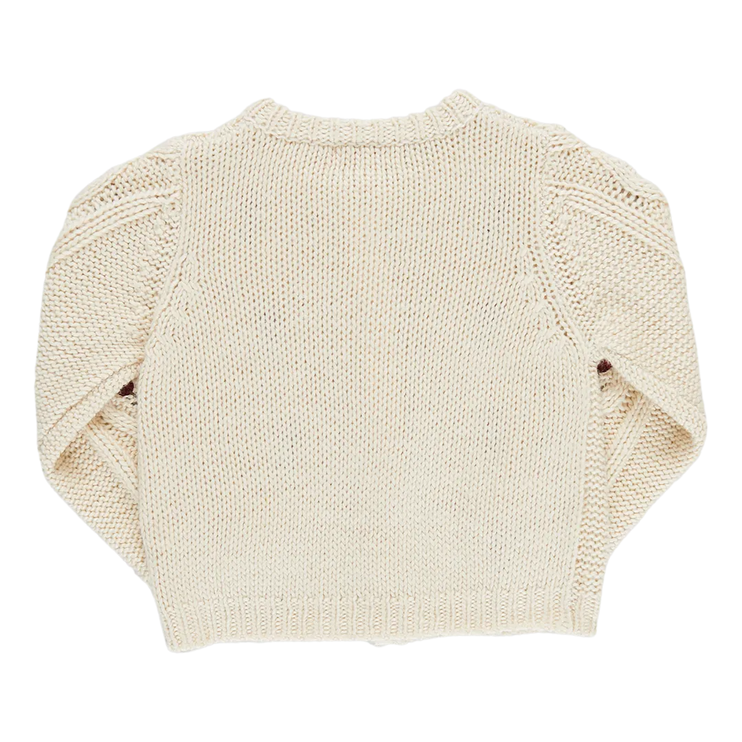 Baby Girls Dalia Diamond Sweater - Cream Floral Embroidery