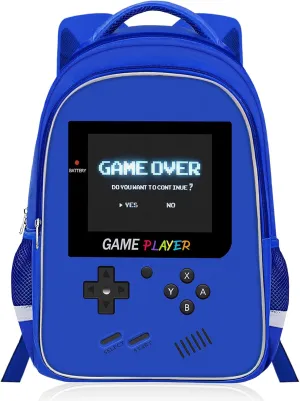 Backpack for School Boys,Gamer Boys Backpack for Elementary Middle School,Student Bookbag for Ages 6-18 Kids Children Teens,17 Video Game Bookbag Travel Back Pack