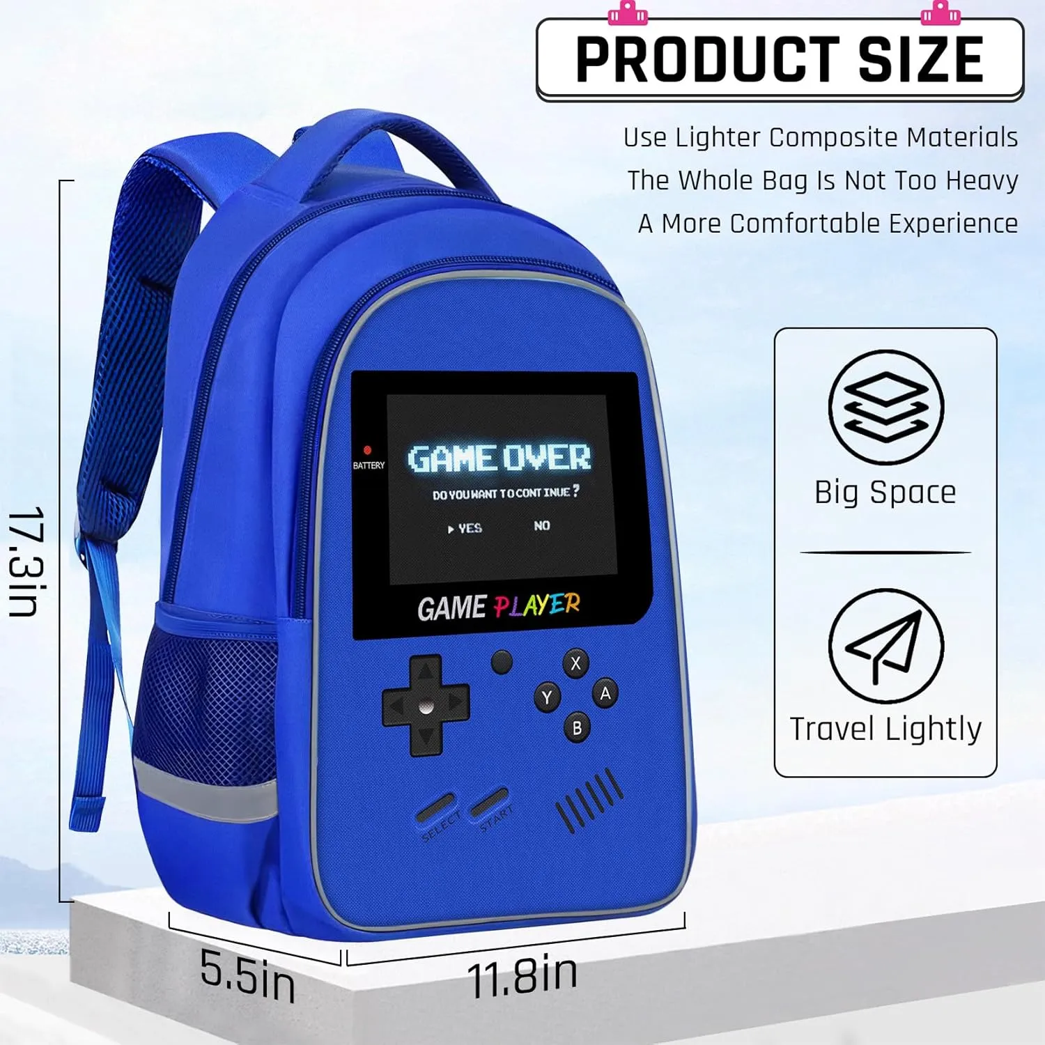 Backpack for School Boys,Gamer Boys Backpack for Elementary Middle School,Student Bookbag for Ages 6-18 Kids Children Teens,17 Video Game Bookbag Travel Back Pack