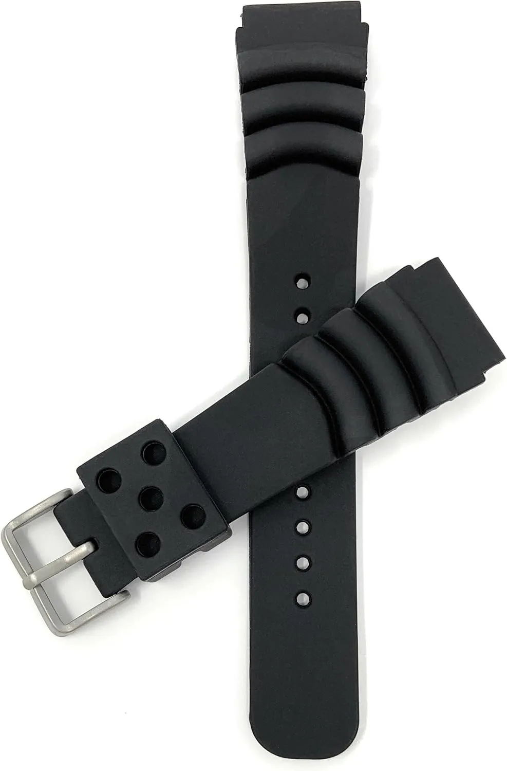 Bandini Mens Rubber Dive Watch Bands, Replacement Diver Watch Strap for Seiko and for Citizen Promaster - Curved Lines - 20mm, 22mm, Black, Blue, Green, Orange