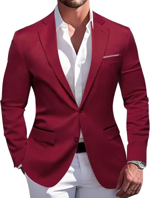 Barry.Wang Mens Casual Sport Coat Solid Blazer Tuxedo Suit Jacket Regular Fit Wedding Business Gift