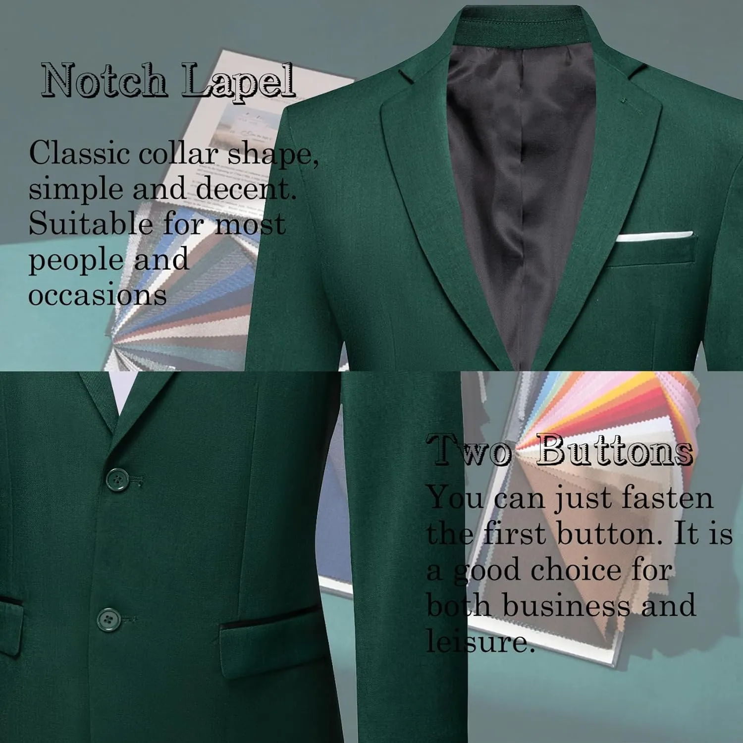 Barry.Wang Mens Casual Sport Coat Solid Blazer Tuxedo Suit Jacket Regular Fit Wedding Business Gift